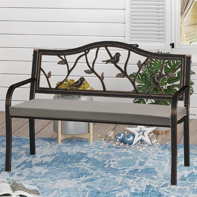 FUNHOME Outdoor Bench Cushion Covers,48" x 18" x 3", No Insert! Patio Cushion Covers Replacement for Outdoor Furniture,Water Resistant Loveseat Cushion Covers 1 Pack, Beige Coffee(Covers ONLY)