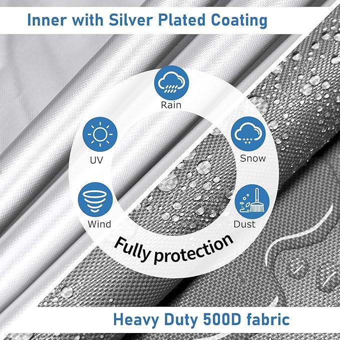 AKEfit Patio Furniture Covers,500D Heavy Duty Waterproof for Outdoor Square and Retangle Patio Table and Chair Covers,Grey -126"L x 63"W x 28"H
