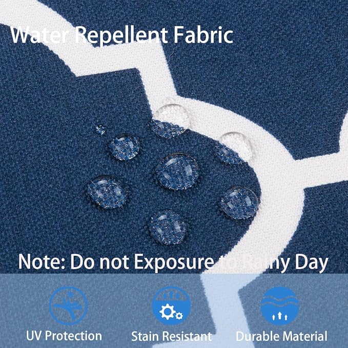 Waterproof Outdoor Throw Pillow Covers Set of 2,Home Decor for Garden Patio Furniture,Couch,Sofa 18 x18 Inch Decorative Pillows Cover Only,NO Insert(Blue Geometry)