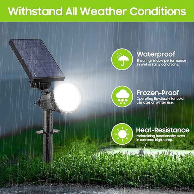 4-Pack Solar Spot Lights for Outside, 30LEDs Solar-Powered Lights Outdoor with 3 Modes, Landscape Lighting Waterproof, Spotlights Auto ON/OFF for Garden Pool Tree Pathway Wall Driveway(Cool White)