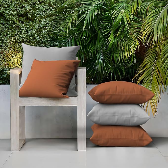 Large 20x20 Inch Outdoor Throw Pillow Covers Cushion Case Set of 2 Waterproof Durable Decorative Cushion for Patio, Deck, Poolside and Outdoor Furniture, Red