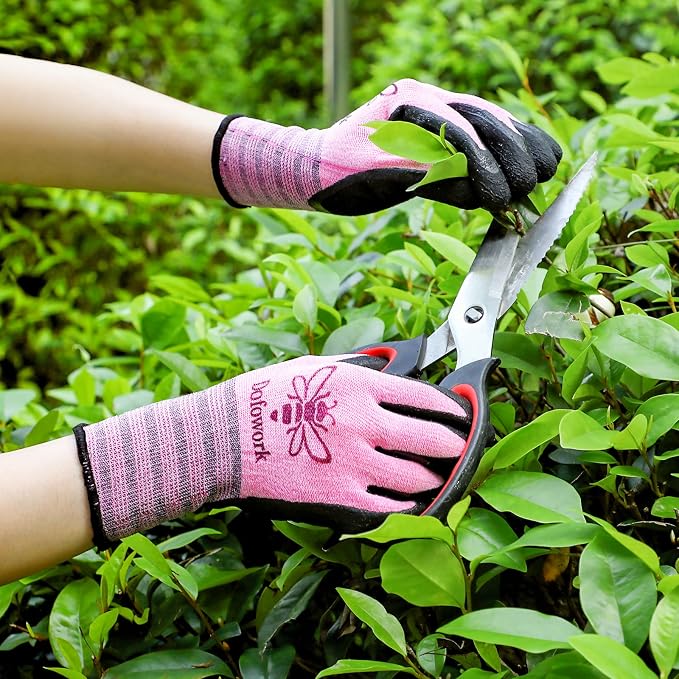 DOFOWORK Gardening Gloves - 6 Pair Gardening Gloves for Women/Men with Grip | Breathable Natural Latex Garden Glove Outdoor Protective Working Glove for Weeding, Raking and Pruning