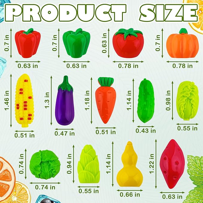 Kaiyuan Dynasty 60pcs Mini Resin Vegetable Figurines Miniature Vegetable Figurines Tiny Artificial Vegetables for DIY Art Crafts Cake Topper Miniature Landscapes Garden Home Kitchen Decoration