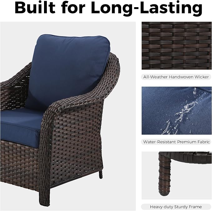 77 inch Outdoor Wicker 3 Seater Sofa, All-Weather Use Patio Rattan Sofa with Seat and Back Cushion, Ideal for Porch, Backyard, Balcony, Poolside, Beige