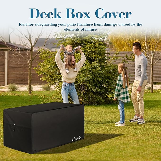 Deck Box Cover Waterproof Heavy Duty 600D Oxford Fabric,Windproof Patio Storage Box Cover for Outdoor Furniture & Water Tank,Sun-Shielding & Tear-Proof,62( L )x 25( W)x 28(H)