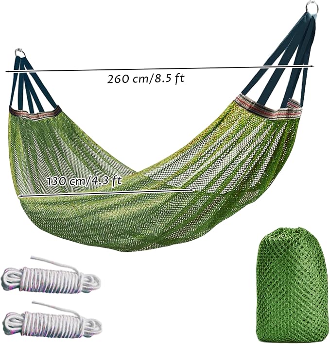 Hammock Camping, Breathable Mesh Portable Hammock, Anti-roll Outdoor Hammocks for Adults, Includes Storage Bag Green