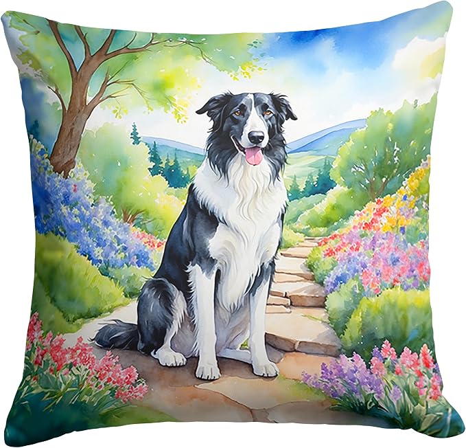 Caroline's Treasures Borzoi Spring Path Throw Pillow Machine Washable, Indoor Outdoor Decorative Pillow for Couch, Bed or Patio, 14Hx14W