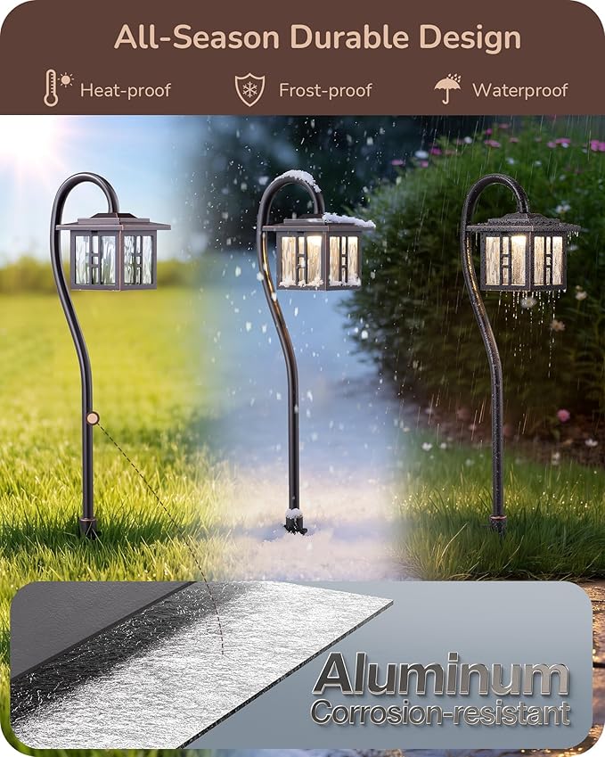 EDISHINE Low Voltage Landscape Lighting, 3W 185LM Oil-Rubbed Bronze Outdoor Landscape Path Lights, Low Voltage Pathway Lights for Garden Driveway, Die-Cast Aluminum, 50,000H, 12-Pack