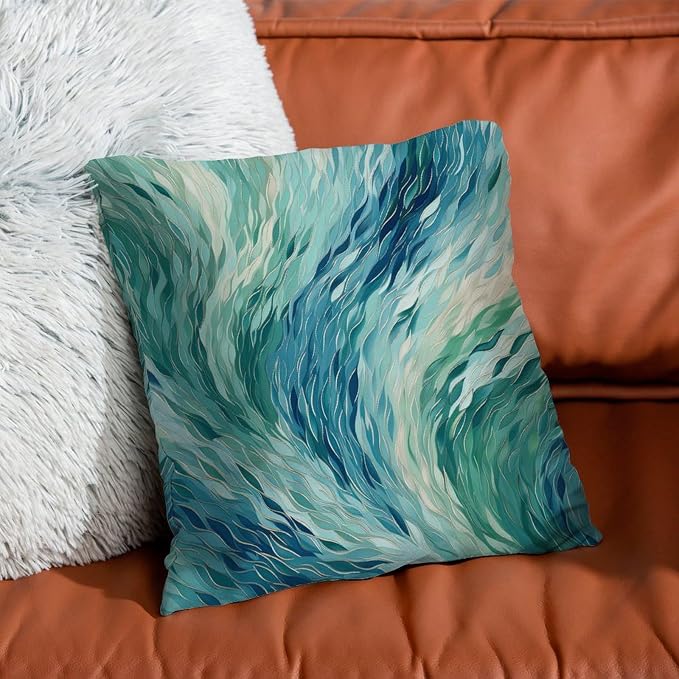 Cushion Cases Make It Rain Fiesta Pillowcase Classic Rainbow Teal Pillow Cover Accent Square Couch Sofa Cushion Covers for Couch Garden Tent Balcony 20x20 in