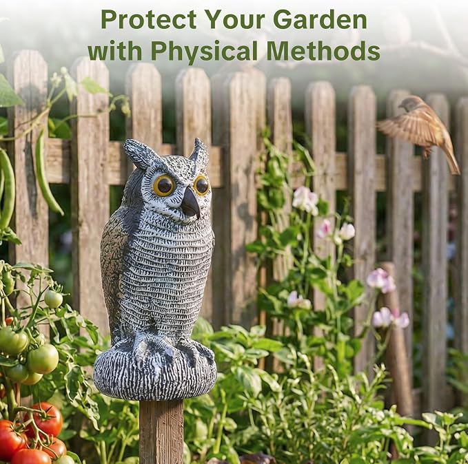 OFFO 2 Pack Fake Owl, Owl Statue for Garden and Yard Decoration, Weatherproof Plastic Outdoor Owl Decor for Porch Pool Patio Yard, 8-Inch Height, Long + Short Ear Owl