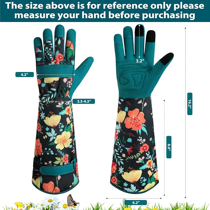 Gardening Gloves for Women Long Sleeve Garden Gloves for Yard&Outdoor Work | Wear-resistant Superfiber Leather, Breathable Sweat-wicking, Adjustable Cuffs, Full Arm Protection, 3 Touch-Screen Fingertips
