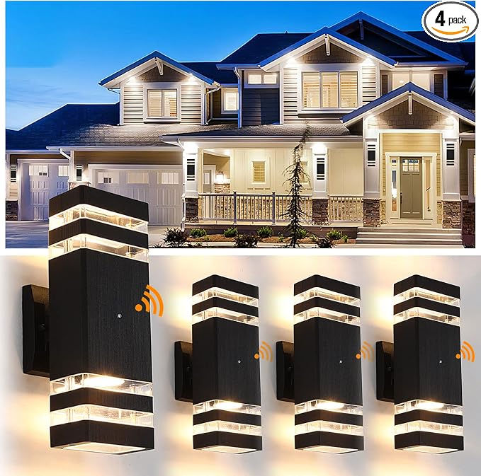 Dusk to Dawn Outdoor Lighting 4 Pack, Porch Lights Outdoor Wall Lamps for Patio Waterproof 3000K Warm White Exterior Light Fixture Sconce Lights for House Hallway Garden Corridor