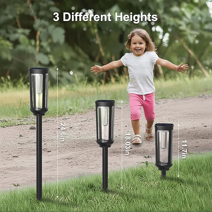 Solar Pathway Lights Outdoor,2 Pack Warm Garden Lights Solar Powered Waterproof IP65,Auto On/Off Outdoor Light for Lawn Patio Walkway Driveway Decor Landscape Lighting