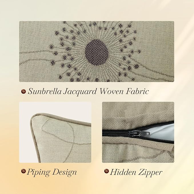 Outdoor Sunbrella Decorative Pillows Pack of 4, 18" x 18" Outdoor Pillow Set for Couch Bed Throw Patio Sofa, Allure Dusk