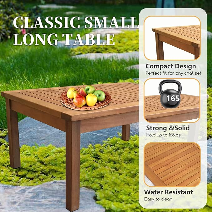 PayLessHere 4-Piece Acacia Wood Patio Furniture Set Modern Conversation Set Outdoor Bistro Table and Chairs for Backyard, Balcony, Deck, or Indoor Use (Nature)