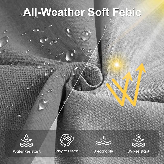 Aluminum Outdoor Patio Furniture Set with Height-adjustable Footrest for Lawn Porches Patio, 7-Seats All-weather Patio Sofa Sets with Coffee Table, Modern Outdoor Patio Conversation set, Grey