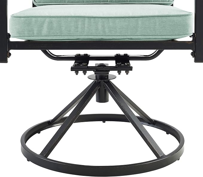 Crosley Furniture Kaplan 7-Piece Outdoor Dining Set for 6, Patio Table and Chairs for Backyard, Deck, Oiled Bronze with Mist Cushions