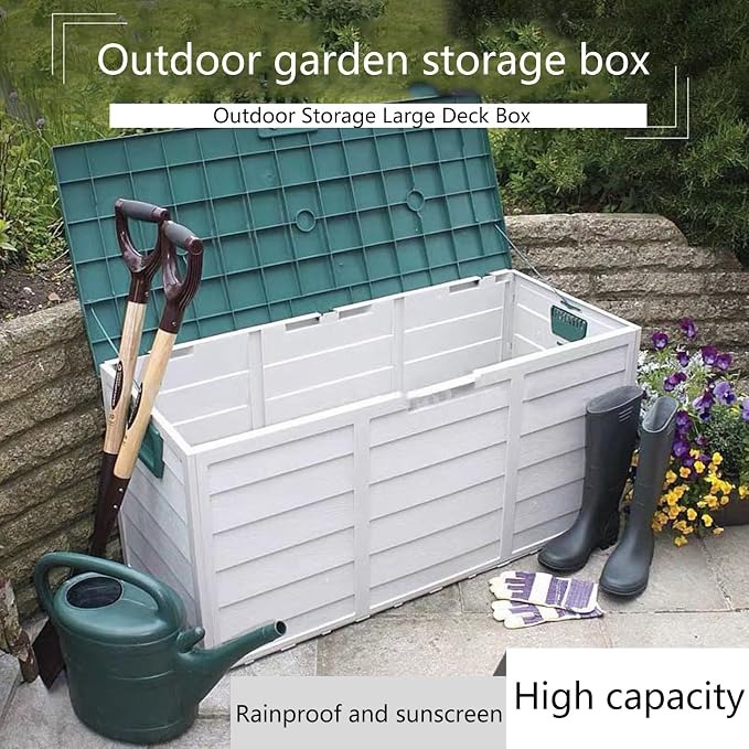 76 Gallon Large Deck Box,Deck Box Outdoor Storage Boxes ,Outdoor storage organizer with lock opening,Waterproof Outdoor Storage Box with Bottom Pulleys, for Patio Furniture ( Color : Coffee , Size : 7