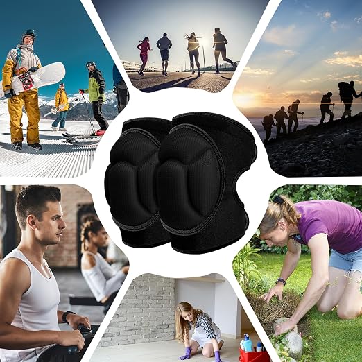 Knee Pads, Thick Sponge Anti-slip, Collision Avoidance Knee Pads, for Gardening Maintain， Running, Mountaineering, House Working (Black, Medium)