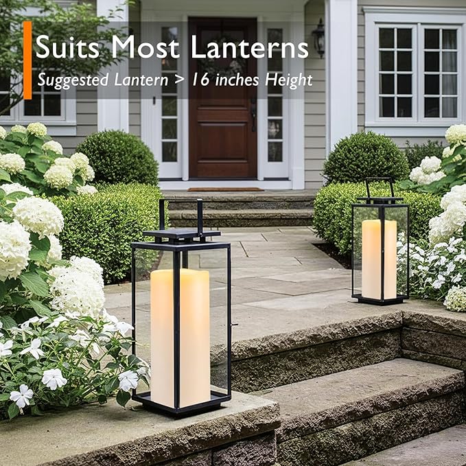 Homemory 12" x 5" Large Waterproof Outdoor Flameless Candles with Remote Control and Timer, Battery Operated Flickering LED Pillar Candles for Outdoor Larterns, Porch, Long Lasting, Set of 4