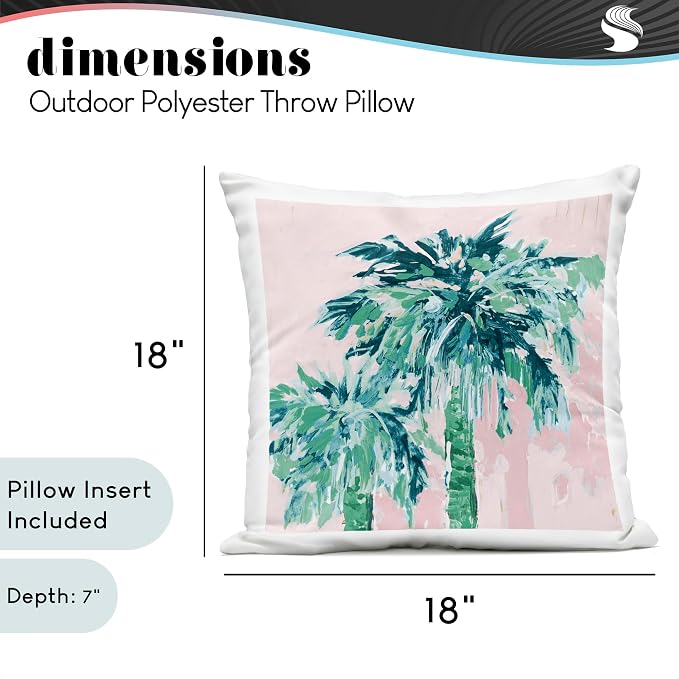 Stupell Industries | Tropical Palms on Pink, 18 x 18 | Outdoor Pillow, Made in USA - By Jane Slivka