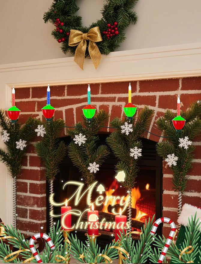 Christmas Multicolor Bubble Lights Set, 11Ft Outdoor Christmas String Lights with 8 Multicolor Bubble Lights (1 Spare), Vintage Christmas Decorations for Holiday Patio House Lighting Decor, E12 Base