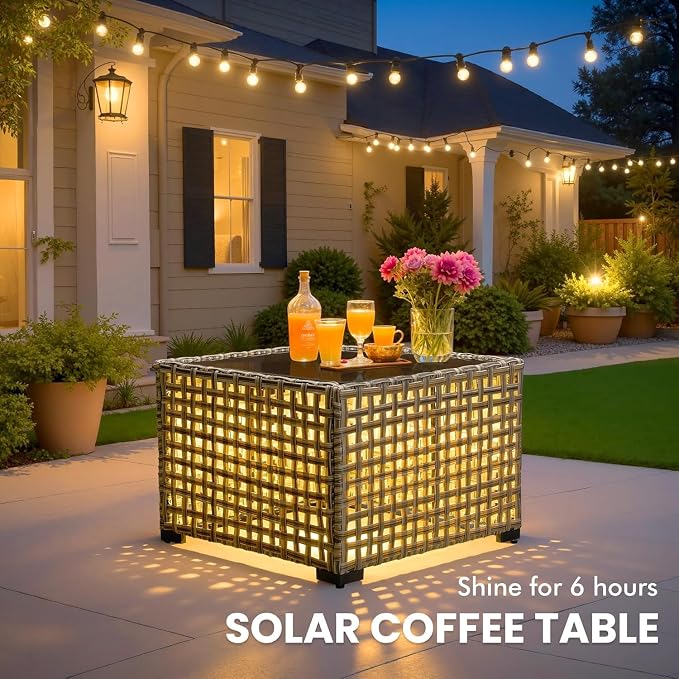 Outdoor Sectional Patio Furniture Set with Fire Pit Table and Swivel Rocking Chairs,11 Pieces Wicker Conversation Sets L Shaped Couch Out Door Sofa Outside Furniture for Garden Deck Yard,Black