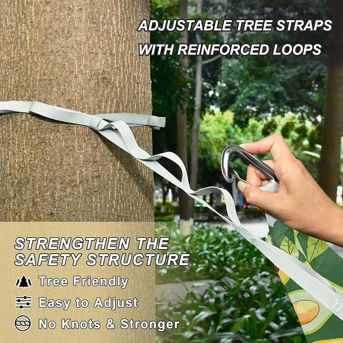 Camping Hammock Outdoor Hammocks for Outside Avocado Green Cute Beach Trees Portable Lightweight with Pockets Tree Straps Indoor