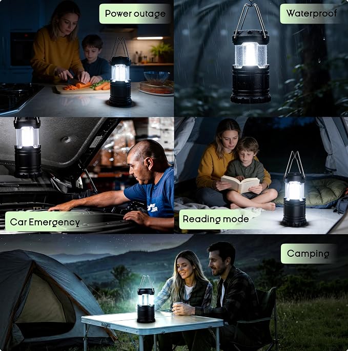 MalloMe LED Camping Lantern, Battery Powered Lanterns for Power Outages, Portable Hanging Collapsible Camping Lights for Outdoor, Home, Emergency, Hurricane Lamp Survival Outage Light 3 x AAA Operated