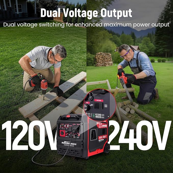 maXpeedingrods 6900 Watt Dual Fuel Inverter Generator w/CO Sensor,RV Charge | Gas and Propane Powered,120V/240V Dual Votage Output,Remote & Electric Start, MXR6900DER,CO Alarm,Outdoor Camping, RV Ready
