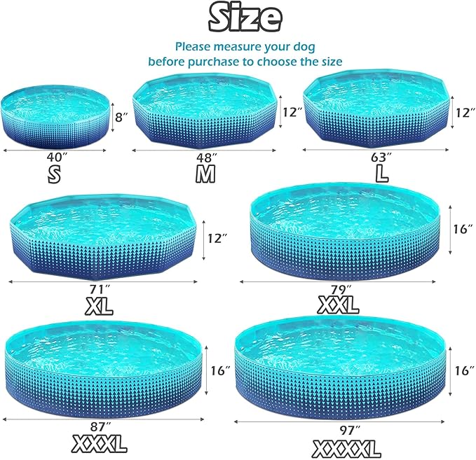 Jasonwell Foldable Dog Kiddie Pool - Hard Plastic Kids Paddling Pool Toddler Baby Swimming Pools for Backyard Collapsible Whelping Box Pet Doggie Cats Wading Pools Bathtub for Puppy Large Dogs 40In,G