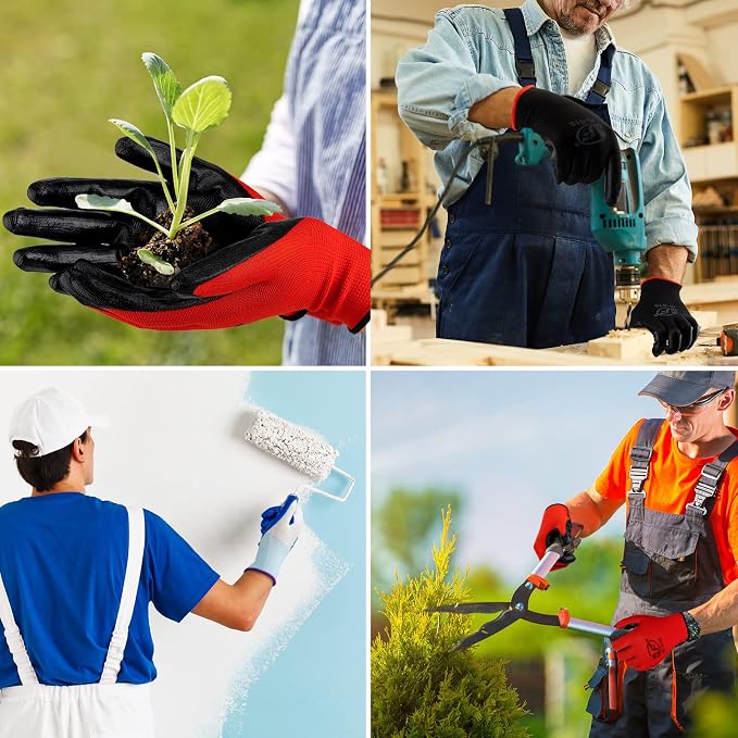Gardening Gloves for Men Women Breathable Rubber Coated Working Gloves for Outdoor Gardening Yard Work