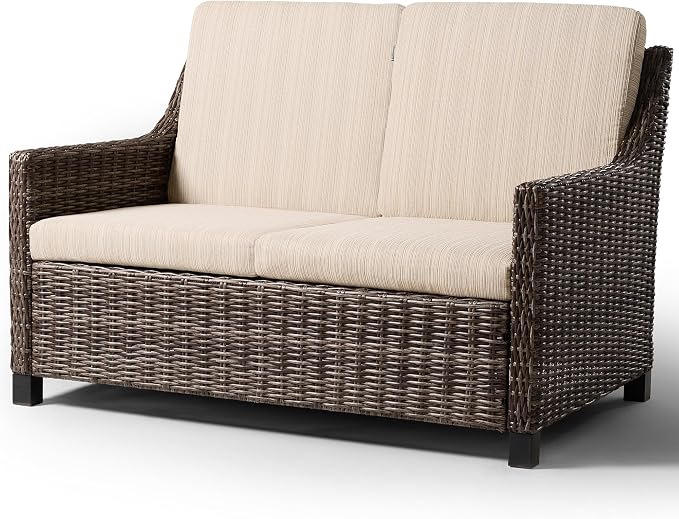 Wicker Patio Conversation Set, Outdoor Patio Chair Set with Deep Seating, Wide Armrests & Thick Cushions, All-Weather Outdoor Furniture Set for Patio, Porch, Deck & Backyard