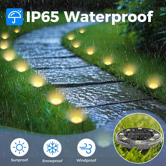 Mini Solar Ground Lights, 6 Pack Flat Solar Disc Lights Outdoor Waterproof, 2.3 Inch Small Solar Garden Lights Landscape Lighting for Outside Pathway Garden Yard Lawn Walkway,Warm White