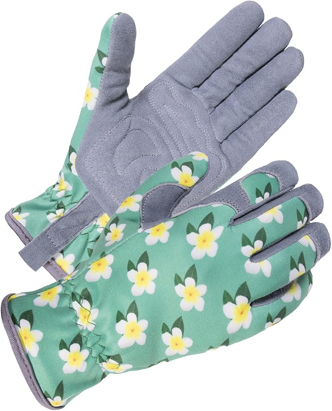 SKYDEER Premium Genuine Deerskin Suede Women's Gardening Gloves, Ultra-Soft Padded, Comfort Fit for Work (SD6611/L)