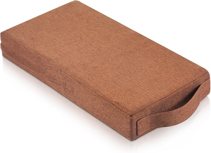 RattanView Small Personal Prayer Kneeler Pad 15 Inch Religious Kneeling Pillow Pad Linen-Look Fabric High Density Foam Church Praying Pillow for Prayer Group Session Kneeling Christian Gift