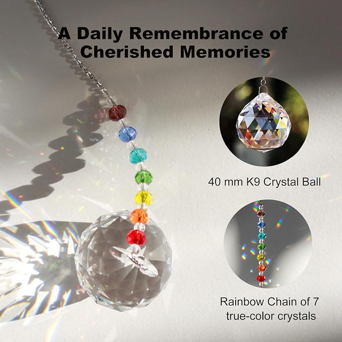 Light By Your Side Rainbow Maker, Sympathy Gifts for Loss of Loved One | Matching Gift Card, Gift Box & Bag | Memorial Gift | Crystal Ball Suncatcher | Bring Comfort, Hope & Love