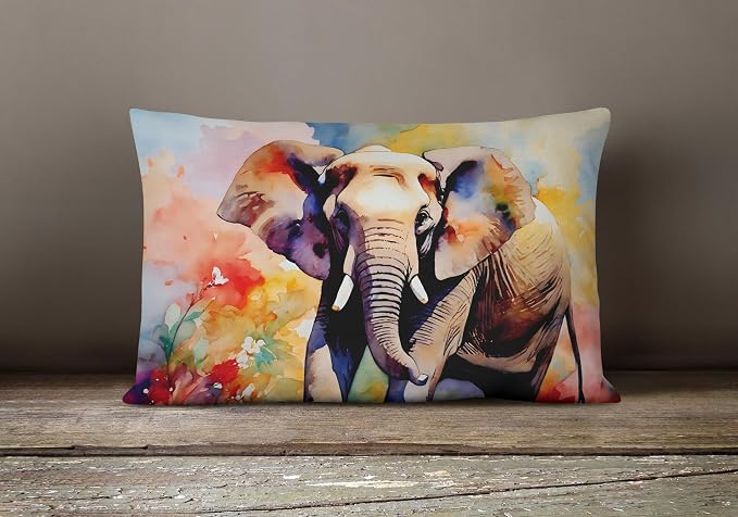 Caroline's Treasures DAC2906PW1216 Elephant Throw Pillow Machine Washable, Indoor Outdoor Decorative Pillow for Couch, Bed or Patio, 12HX16W