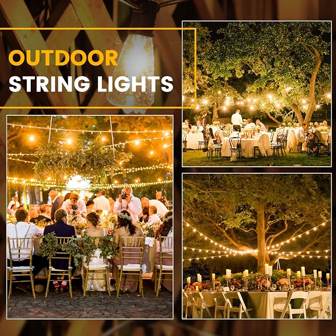 Zuske Outdoor Patio String Lights, 240FT LED with 120+4 ST38 Vintage Edison Bulbs, Waterproof Connectable Hanging Lights for Outside Backyard Bistro Porch (120FTx2)