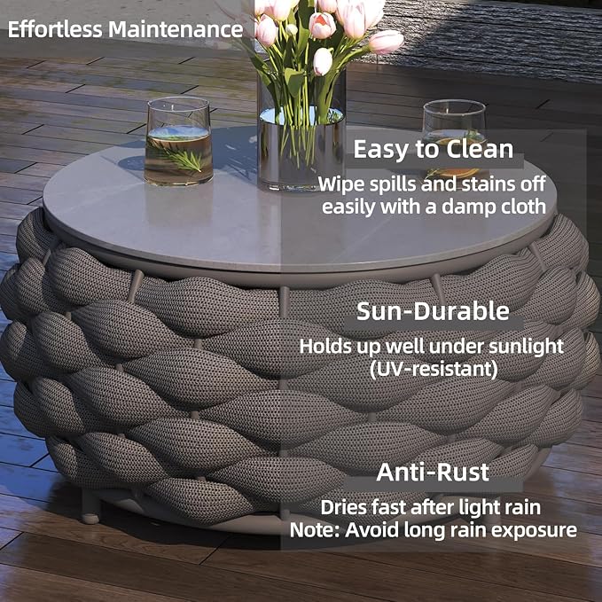 2-Seater Aluminum Outdoor Sectional Sofa Set with Coffee Table, Rust-Free Patio Loveseat with 3.9" Thick Cushions for Backyard, Balcony, Garden，Dark Gray