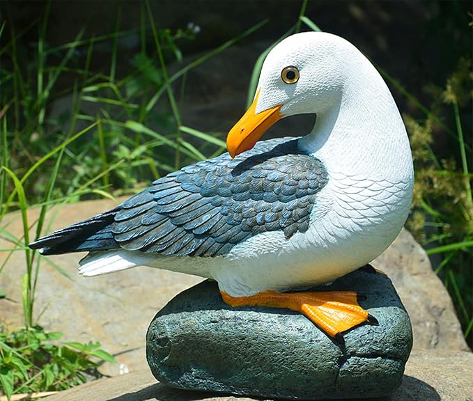 Real Seagull Outdoor Statue,Garden Bird Sculpture,Beach Statue Decor,Resin Animal Seabird Ornaments,Coastal Beach Decor for Outdoor Table Decor for Garden,Terrace,Lawn,Yard