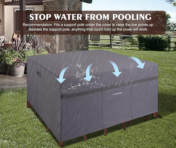 Cover for Patio Furniture Table and Chairs Square 92 x 92 inch 600D Tough Canvas Waterproof Square Lawn Patio Set Cover