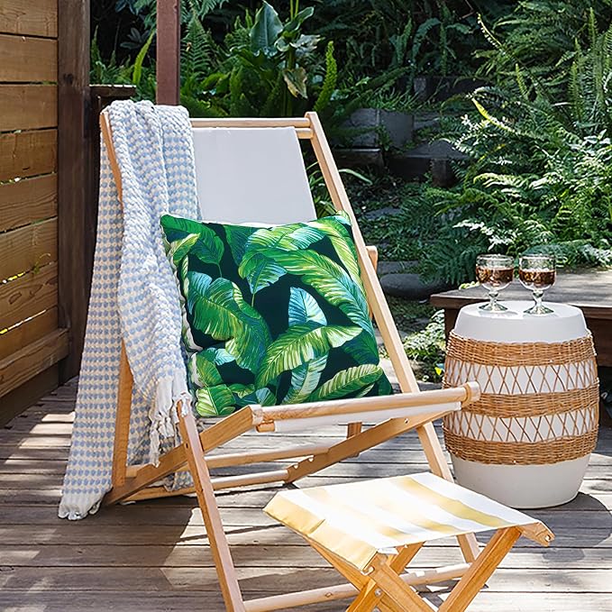 Outdoor Pillows for Patio Furniture 20x20 inch, Square Outdoor Throw Pillows with Inserts, Decorative Patio Pillows for Garden Couch Home Sofa Office Chair, Pack of 2, Hanalei Lagoon