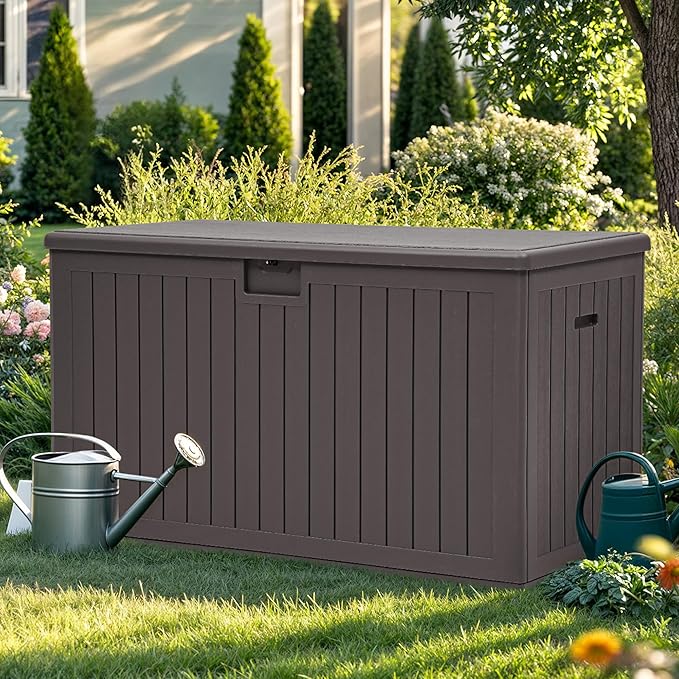 YITAHOME 220 Gallon Double-Wall Deck Box with Divider & Side Handles, Outdoor Large Storage for Patio Furniture Cushions, Garden Pool Accessories, Water Resistant & Lockable