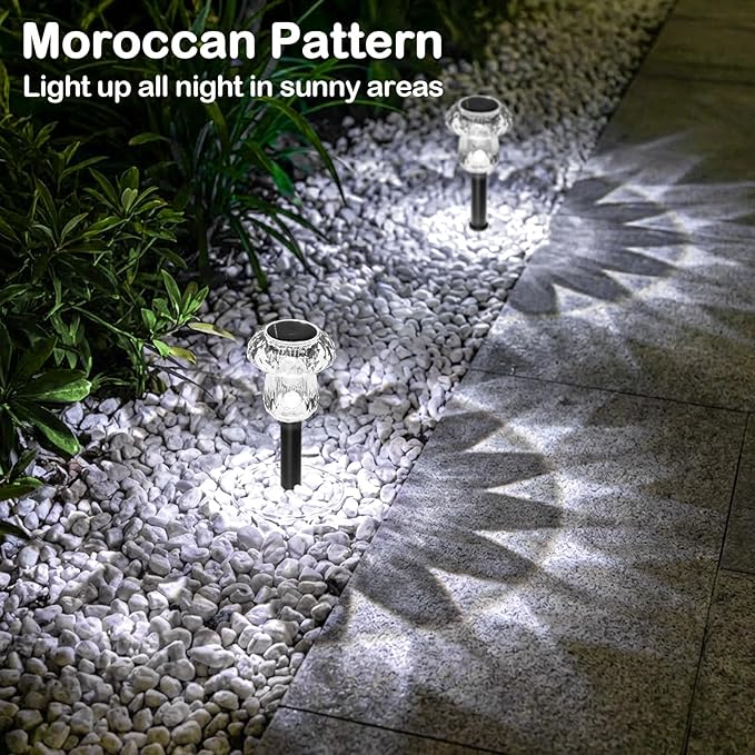 Solar Pathway Lights Outdoor 8 Pack Mushroom Garden Lights Waterproof Solar Powered Yard Lighting for Landscape, Driveway, Path, Walkway, Patio, Outside Garden Decorations, 6000K Cold White