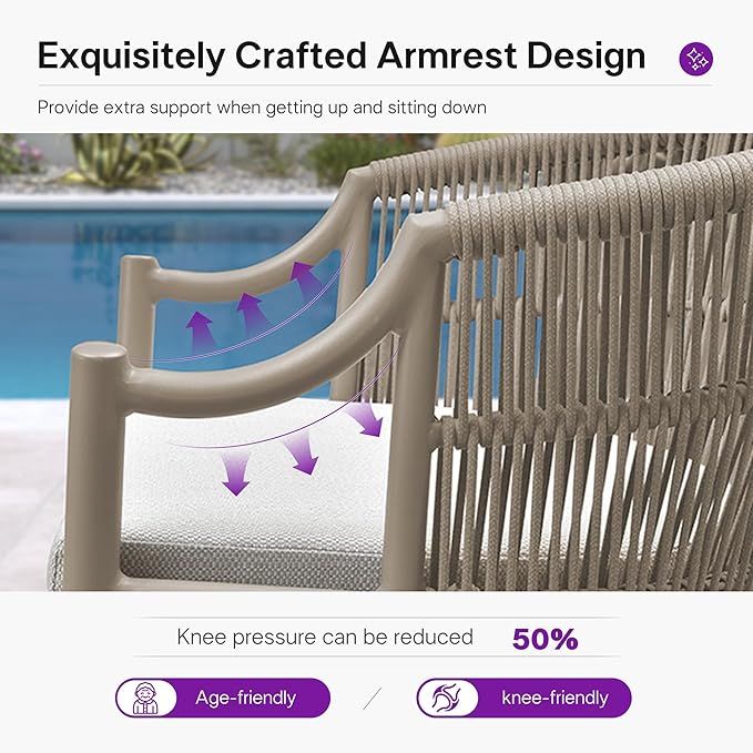 PURPLE LEAF 16 Pieces Outdoor Dining Set All Weather Wicker Patio Dining Set with Rectangular Aluminum Table and Modern Armrest Dining Chairs for Garden Deck Backyard Kitchen, Champagne
