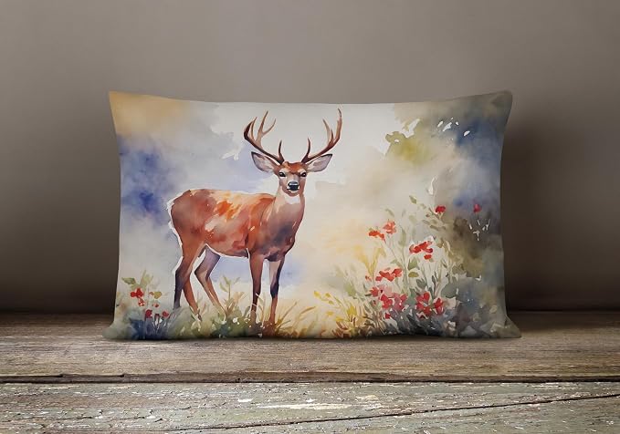 Caroline's Treasures DAC2904PW1216 Deer Throw Pillow Machine Washable, Indoor Outdoor Decorative Pillow for Couch, Bed or Patio, 12HX16W
