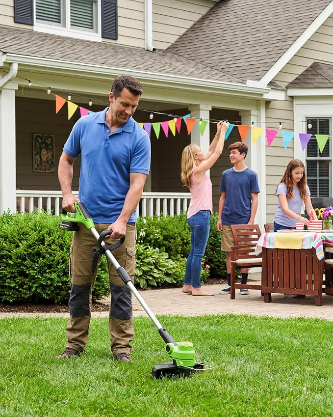 Garvee 20V Grass Trimmer, Dual Lithium Battery 2.0A, 8 Grass Cutting Lines, Portable Electric Grass Cutter, Garden Grass Line Trimmer