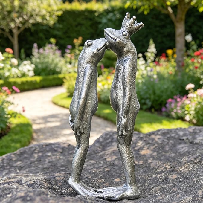 Frog Decor Garden Statue Decor Outside - Artgenius Couple Kissing Statue Outside Frog Figurines for Yard Patio Lawn Decorations Couple Frogs Front Yard Decorations Outdoor 3.6"2.1"8.7" LC Lcdecohome