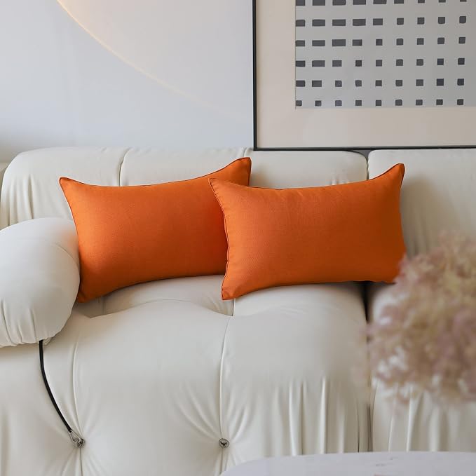 Home Brilliant Outdoor Pillows Covers for Patio Rectangle Pillow Cover 12x20 Lumbar Throw Piillow Covers Decorative Pillowcases Set of 4, 12 x 20, Burnt Orange